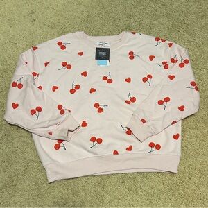 Grayson/Threads women’s xs pink cherries hearts crewneck sweatshirt